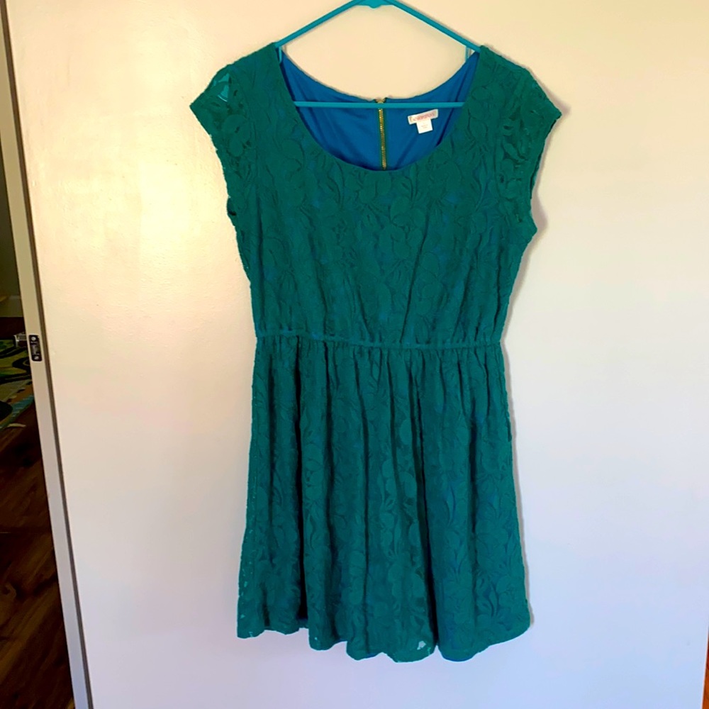 Turquoise green lace dress